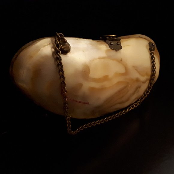 Handmade and Hand Painted Vintage Clam Shell Purse - Picture 4 of 13